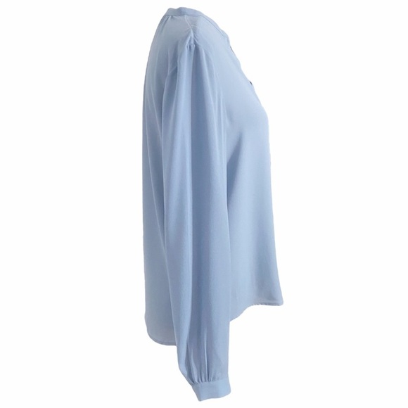 FILIPPA K BABY BLUE COLLARLESS SHEER CHIFFON BUTTON DOWN SHIRT BLOUSE - S - Picture 2 of 8